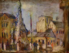 Janko Alexy, Pri Blumentálskom kostole, 1940, Olej, pastel, kombinácia techník na plátne
