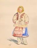 Jan Hála, Mladá Važtianka, 1946, Akvarel, tuš na papieri
