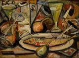 František Studený, Kubistické zátišie, 1947, Olej na kartóne