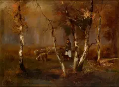 István Burchard-Bélaváry, Bača s ovcami, Okolo 1910, Olej na plátne
