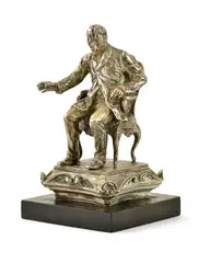 Viktor Tilgner, Sediaci muž, Okolo 1880, Striebro, kameninový podstavec