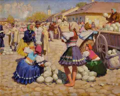 Jozef Teodor Mousson, Na trhu s kapustou, Okolo 1925 - 30, Olej na plátne