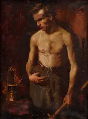 Géza Kukán, Kováč, Okolo 1910, Olej na plátne