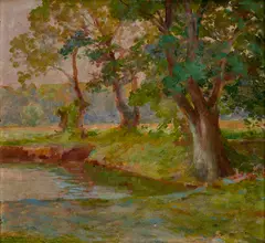 Ľudovít Csordák, Lesné jazierko, 1910, Olej na kartóne