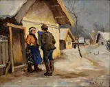 Ernest Rákosi, Pred domom, Okolo 1910, Olej na plátne