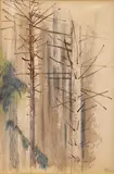 Martinčeková Ester Šimerová, Stromy, Okolo 1940, Akvarel, pastel, ceruza na papieri