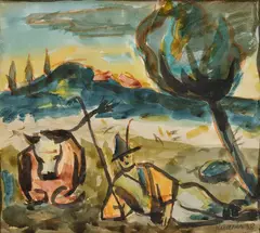 Ľudovít Kudlák, Siesta II., 1938, Akvarel na papieri