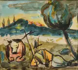 Ľudovít Kudlák, Siesta II., 1938, Akvarel na papieri