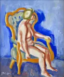 Ernest Zmeták, Akt (V barokovom kresle), 1963, Olej na plátne.