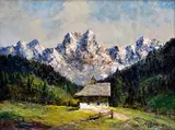 Horská chata by Wolfgang Heinz Unger, Okolo 1950, Olej na kartóne, sold Mar 2018