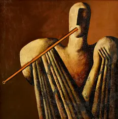 Píštalka by Rudolf Krivoš, 1995, Kombinácia techník na preglejke, sold Mar 2018