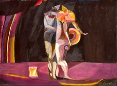 Ladislav Gandl, Vystúpenie dvoch, 1976, Olej na sololite