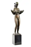 Teodor Baník, Dievča - Vítanie, Okolo 1965, Bronz, mramorový podstavec