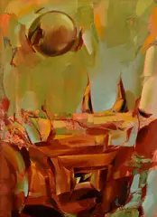 Stano Trepač, Minotaurus v labyrinte, 2006, Olej na plátne