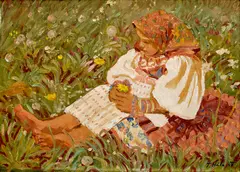 Jan Hála, Dievča na lúke (Leto), 1947, Olej na plátne