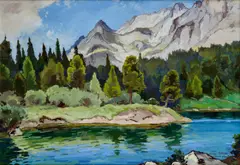 Popradské pleso by Jaroslav Votruba, Okolo 1940-50, Tempera na kartóne, sold Dec 2017