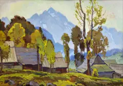 Na okraji dediny – Jeseň by Jaroslav Votruba, Okolo 1950, Tempera na papieri, sold Dec 2017