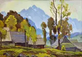 Jaroslav Votruba, Na okraji dediny – Jeseň, Okolo 1950, Tempera na papieri