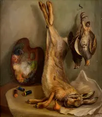 Jozef Satin, Lovecké zátišie, 1946, Olej na plátne
