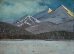 Nándor Katona, Zimné ráno v Tatrách, Okolo 1910, Olej na plátne, dublované na lepenke