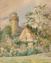 Max Schurmann, Pod hradom, 1914, Akvarel na papieri