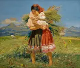 Jan Hála, Važecké dievča (pri práci)