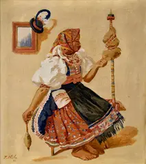Jan Hála, Priadka, 1941, Olej na plátne