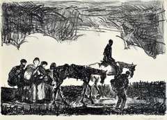 Cyprián Majerník, Utečenci, 1944, Litografia na papieri