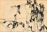 Vincent Hložník, Z cyklu Storočie malomocných II., 1945, Kresba perom, tušom na papieri