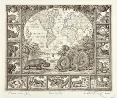 Mapa sveta II. by Peter Kľúčik, 2014, Lept na papieri. E.A., sold Dec 2017