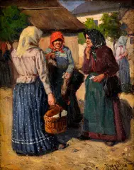 Erno Nagy, Ženy na trhu, Okolo 1921 - 23, Olej na plátne