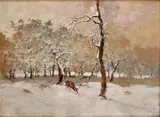 Antal Neogrády, Jeleň v zime, Okolo 1925, Olej na kartóne
