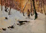 Poľovník by Antal Neogrády, Okolo 1925, Kombinácia techník na papieri, sold Dec 2017