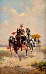 Béla Tölgyes, Na koči v Paríži II., 1910, Olej na plátne