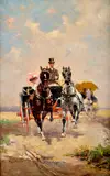 Béla Tölgyes, Na koči v Paríži II., 1910, Olej na plátne