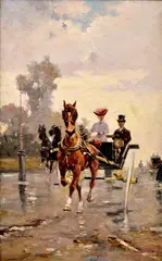 Béla Tölgyes, Na koči v Paríži I., 1910, Olej na plátne