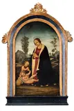 Jacopo da Sellaio, Madona s malým Ježiškom a Jánom Krstiteľom, Okolo 1470, Vaječná tempera na drevenej doske
