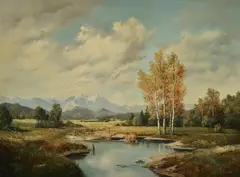 Per Ewert, Jazierko s brezami, Okolo 1890, Olej na plátne