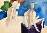 Diváci by Milan Paštéka, Okolo 1975, Akvarel, ceruza na papieri, sold Dec 2017