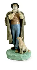 Bernard Bloch, Pastier oviec, Okolo 1930, Glazovaná keramika, polychrómia