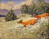 Karl Sovanka, Srnka a srnec, Okolo 1940, Olej na plátne