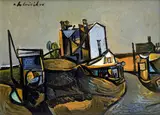 Vincent Hložník, Na periférii, 1948, Olej na kartóne