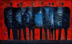 Spojenými silami by Viera Kraicová, 1962, Olej na plátne, sold Nov 2017
