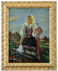 Lajos Cseh, Dievča v kroji, Okolo 1930, Olej na plátne