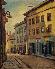 Jozef Majkut, Ulička v meste, Okolo 1940, Olej na kartóne