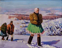 Jozef Teodor Mousson, Z kostola, 1936, Olej na plátne