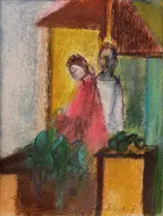 Ján Želibský, Dve ženy, 1989, Pastel na papieri