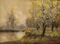 – Kovács László Kézdi, Hmlistý les, Okolo 1900, Olej na plátne