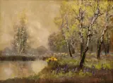 – Kovács László Kézdi, Hmlistý les, Okolo 1900, Olej na plátne