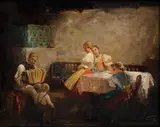 Gyula Gyertyányi-németh, S harmonikárom, Okolo 1920, Olej na plátne